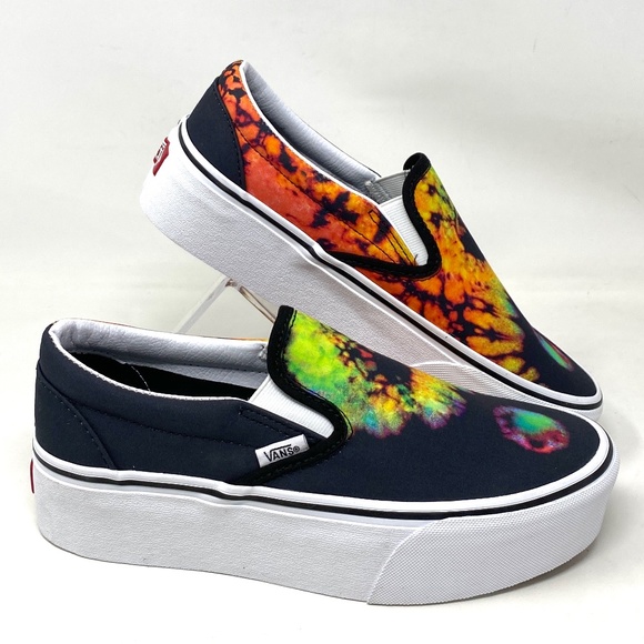 VANS Classic Slip On Stackform Black Multi Women Canvas Size Sneaker VN0A7Q5RBML - Picture 2 of 10